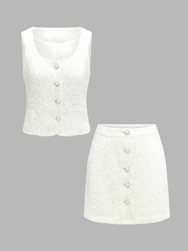Tweed Short Skirt Set lace skirt intricate