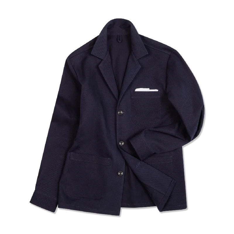 Painters Jacket in Navy Cotton Drill Cotton Fabric Linen Fabric Terry Fabric
