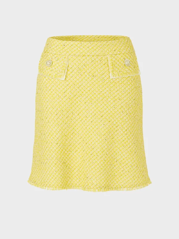 Marc Cain Collections Yellow Tweed Skirt UC 71.20 W07 COL 427 wool skirt sturdy