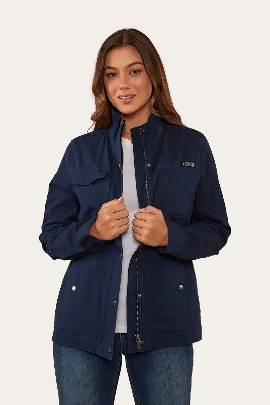 Rothbury Womens Jacket - Dark Navy Print Jacket Jacquard Jacket Patchwork Jacket