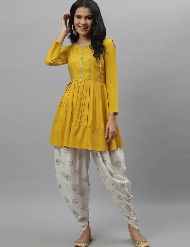Mustard Kurta Dhoti Pant Set Classic Chino Pants