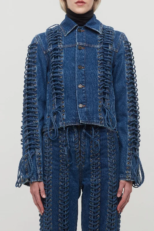 Jean Paul Gaultier Denim Jacket with Contrasted Denim Details Denim Fabric Leather Fabric Suede Fabric Jean Paul Gaultier Denim Jacket with Contrasted Denim Details Denim Fabric Leather Fabric Suede Fabric