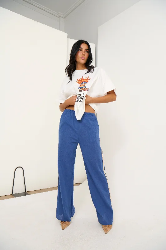 Maddie Pants Blue Fashionable Tapered Leg Pants