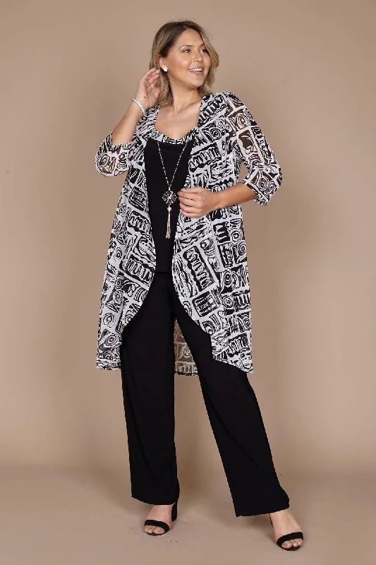 R&M Richards 7248 Printed Mesh Jacket Pant Suit Slim-Fit Khaki Pants