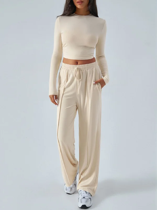 Hazel Blues® |  Devine Round Neck Long Sleeve Top and Pants Set Casual Skinny Fit Pants