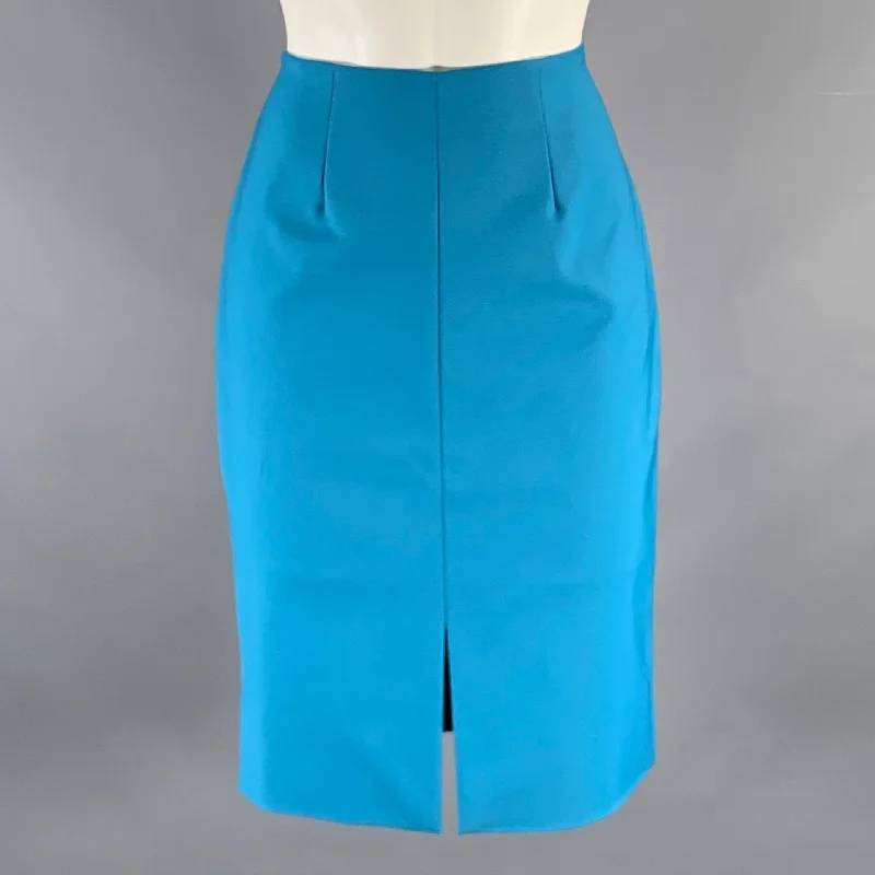 L'AGENCE Size 6 Blue Polyester Spandex Pencil Below Knee Skirt relaxed fit skirt