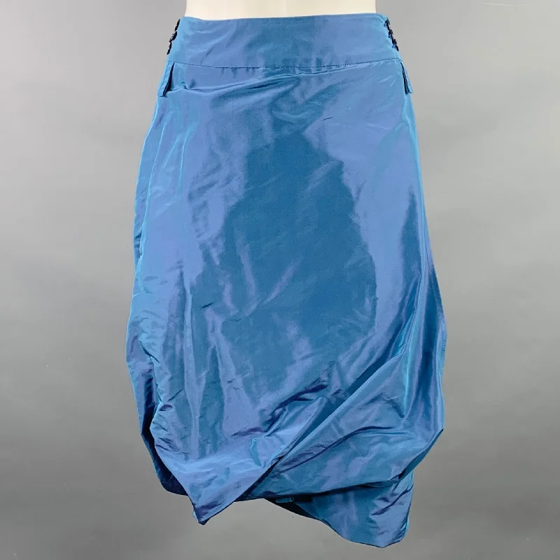 PAUW Size S Powder Blue Taffeta Bubble Hem Skirt leather skirt durable