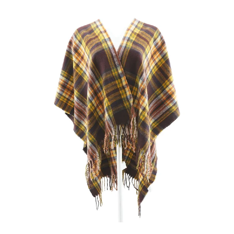 Multi Plaid Cape Sweater Terry Terry Cloth Terry Knit