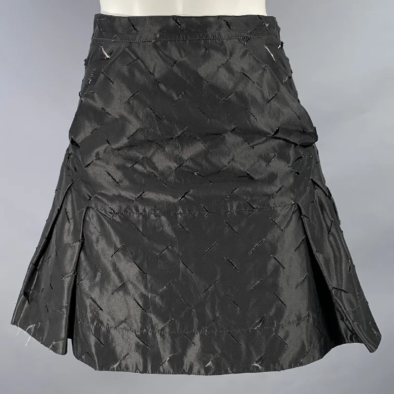 VIVIENNE WESTWOOD Size M Black Acetate Blend Cut Out Pleated Mini Skirt chiffon skirt lightweight