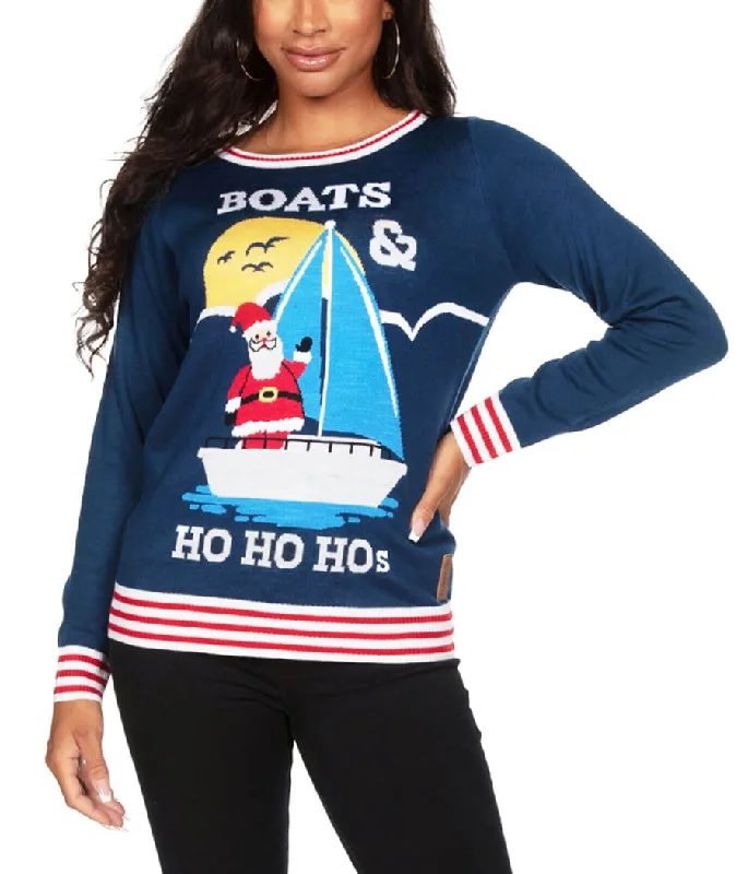 Women's Boats & Ho Ho Hos Ugly Christmas Sweater Anti-Pilling Anti-Shrink Durable