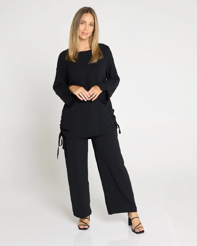 Brielle Top & Pants Set - Black Fashionable Sporty Pants