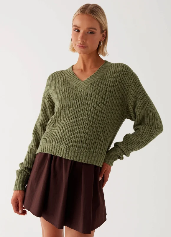 Jenson Sweater - Khaki Long Sweater Short Sweater Cropped Sweater