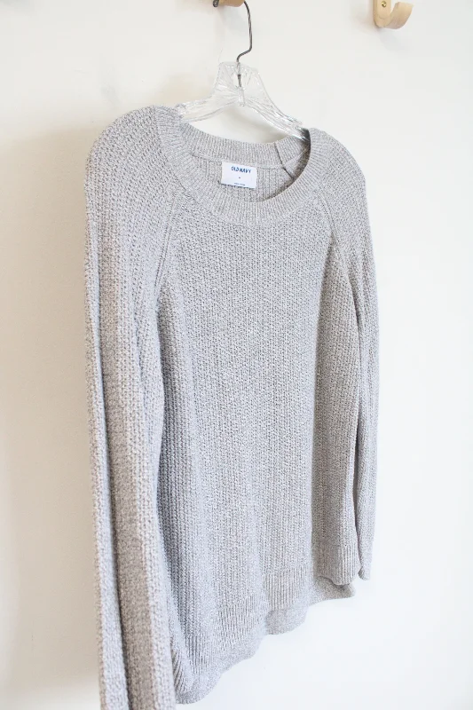 Old Navy Light Gray Sweater | M Solid Print Embellished
