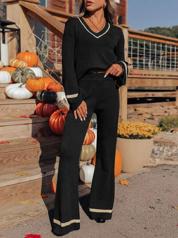 Hazel Blues® | Perfee V-Neck Long Sleeve Top and Pants Set Stylish Paperbag Waist Pants Hazel Blues® | Perfee V-Neck Long Sleeve Top and Pants Set Stylish Paperbag Waist Pants