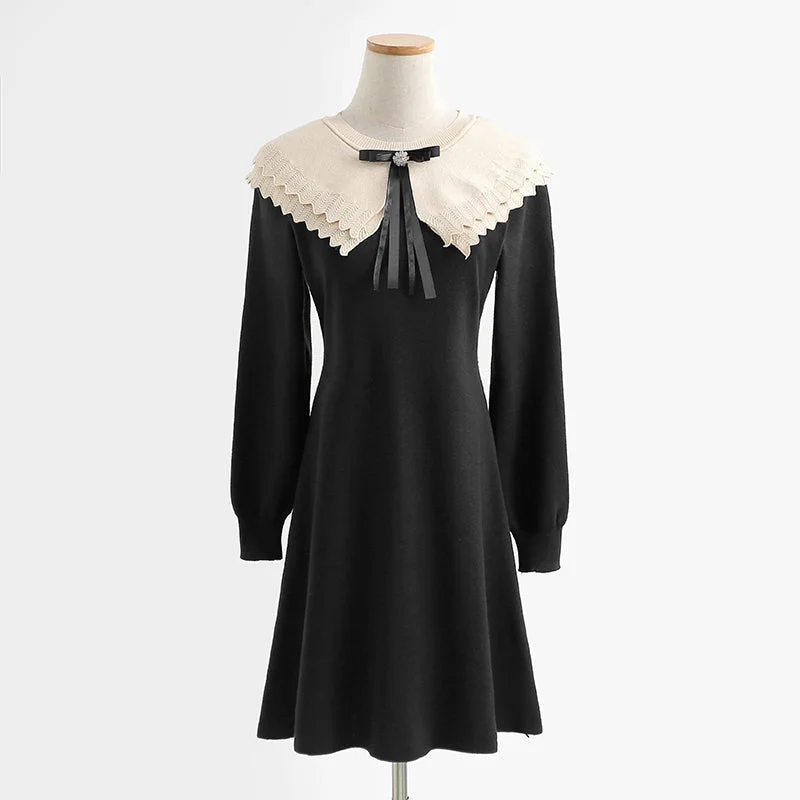 The new baby collar knitted skirt is thin with a bottomed sweater skirt  2444 Turtle Neck Boat Neck Asymmetrical Neck