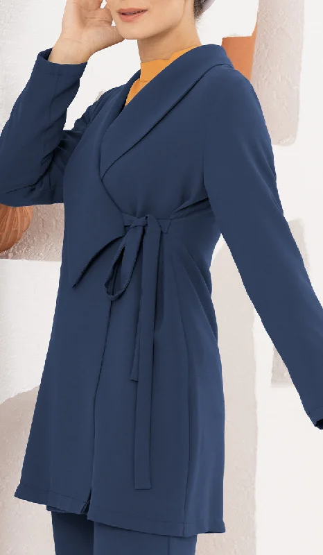 Abeer Light Long Comfy Wrap Jacket - Marina Blue - FINAL SALE Corduroy Jacket Velvet Jacket Brocade Jacket Abeer Light Long Comfy Wrap Jacket - Marina Blue - FINAL SALE Corduroy Jacket Velvet Jacket Brocade Jacket