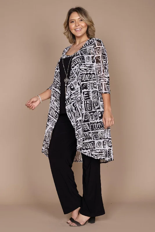 R&M Richards 7248W Plus Size Duster Jacket Pant Suit Comfortable Jogger Trousers