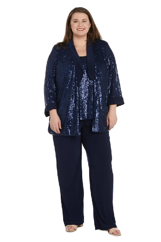 R&M Richards 2478W Plus Size Sequin Jacket Pant Suit Set Trendy Velvet Pants