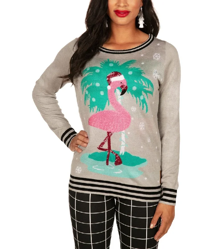 Women's Sequin Flamingo Ugly Christmas Sweater Boxy Sweater Fitted Sweater A-Line