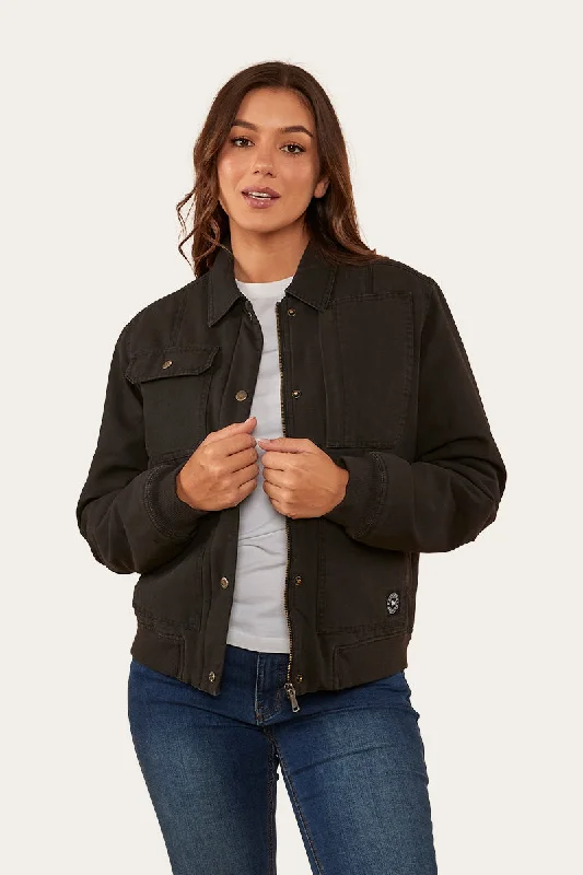 Mulgrave Womens Jacket - Washed Black Denim Jacket Leather Jacket Suede Jacket