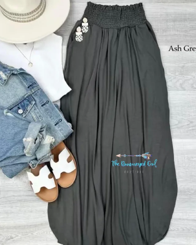 Everyday Smocked Solid Skirt denim skirt durable