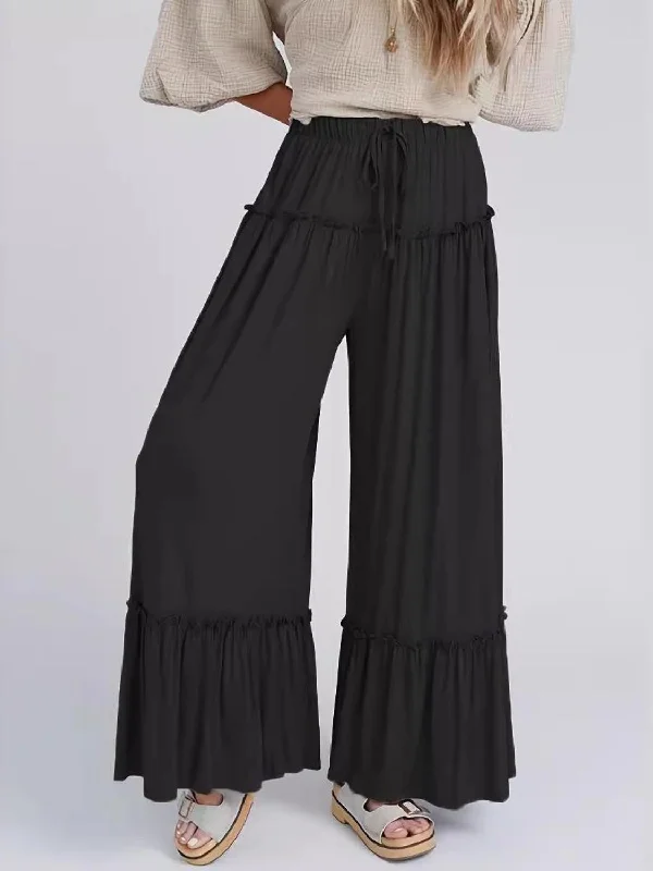 Hazel Blues® |  Frill Wide Leg Pants Soft Stretch Trousers