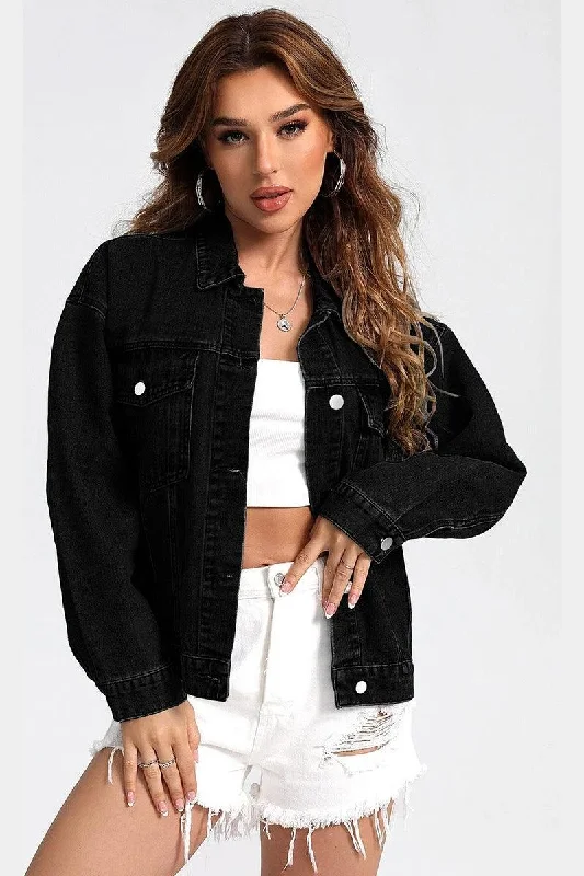 BUTTON DOWN CASUAL DENIM JACKET Denim Jacket Leather Jacket Suede Jacket