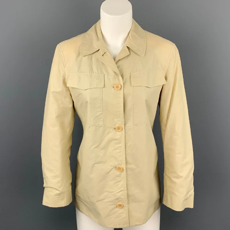 STRENESSE Size 6 Beige Cotton Patch Pocket Buttoned Jacket Oversized Jacket Tailored Jacket Straight Jacket STRENESSE Size 6 Beige Cotton Patch Pocket Buttoned Jacket Oversized Jacket Tailored Jacket Straight Jacket