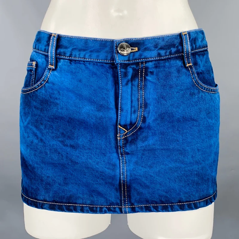 VIVIENNE WESTWOOD Size 26 Blue Denim Dyed Mini Skirt lace skirt romantic