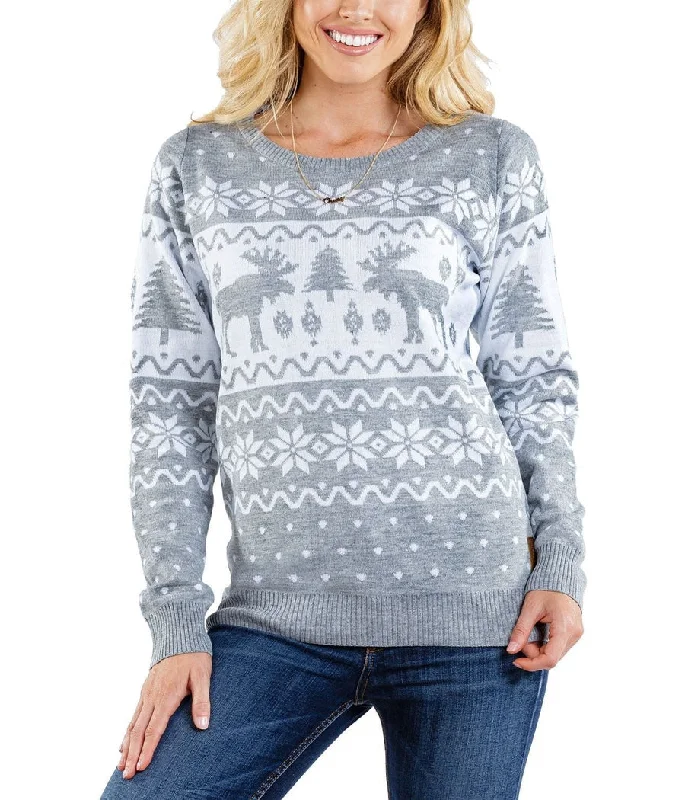 Women's Merry Moose Ugly Christmas Sweater Soft Cozy Warm