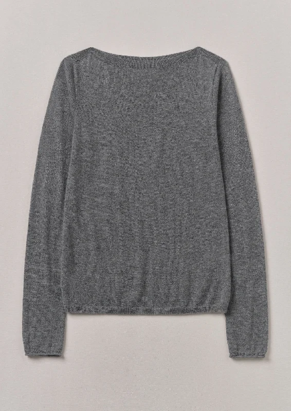 Fine Wool Cashmere Sweater | Grey Melange Neon Metallic Matte
