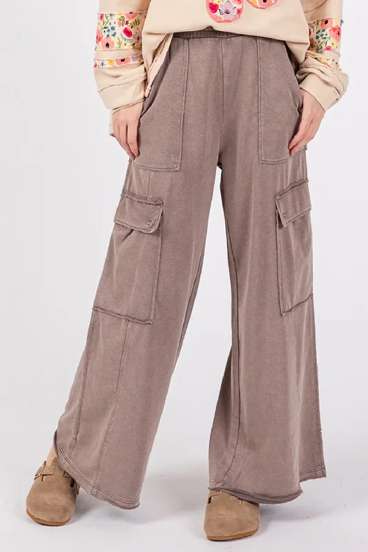 Hazel Blues® |  SAGE + FIG Knit Terry Mineral Wash Wide Leg Pants Chic Capri Pants