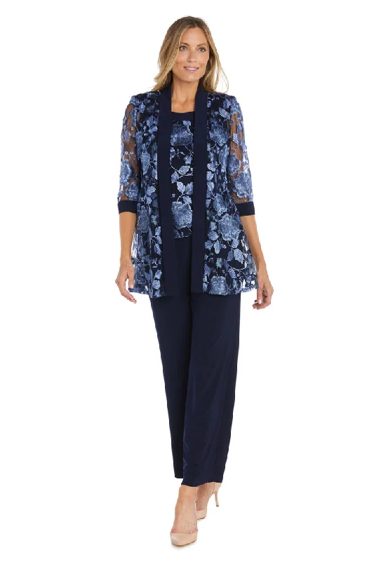 R&M Richards 1752 Mother of the Bride Floral Jacket Pant Suit Classic Cropped Pants