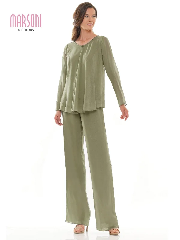 Marsoni Formal Long Jacket Chiffon Pant Suit 304 Formal Linen Trousers