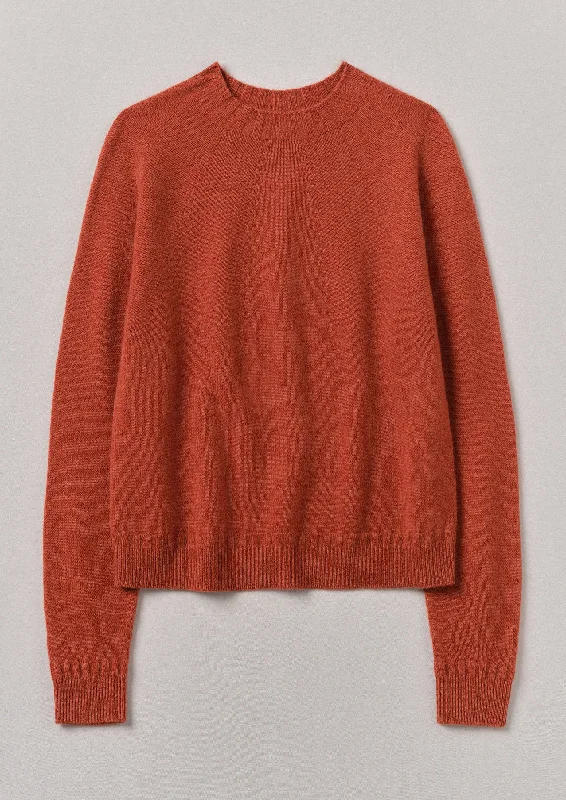 Wool Cashmere Crew Neck Sweater | Terracotta Open Front Closed Front Wrap Front