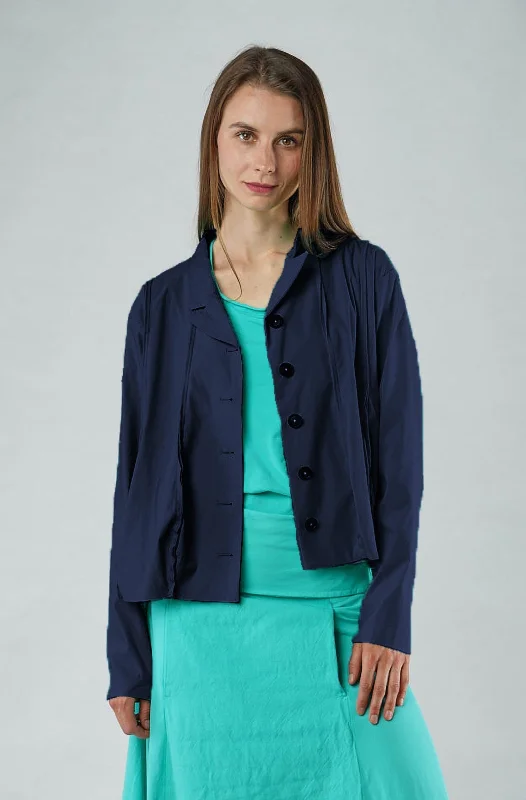 BLACK LABEL Short Jacket with Seam Panelling in Navy Nylon Jacket Polyester Jacket Spandex Jacket BLACK LABEL Short Jacket with Seam Panelling in Navy Nylon Jacket Polyester Jacket Spandex Jacket