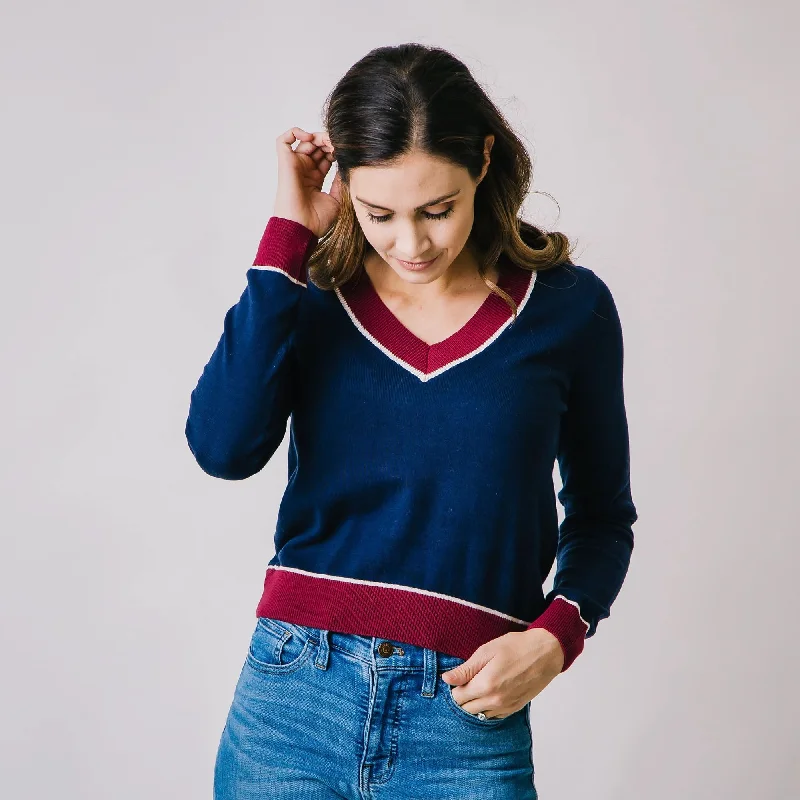V-Neck Sweater Zippered Buttoned Snapped