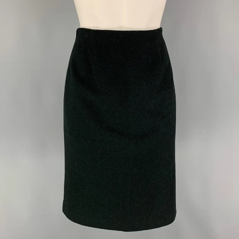 ZION Size 4 Black Cashmere Blend A-Line Skirt chiffon skirt airy