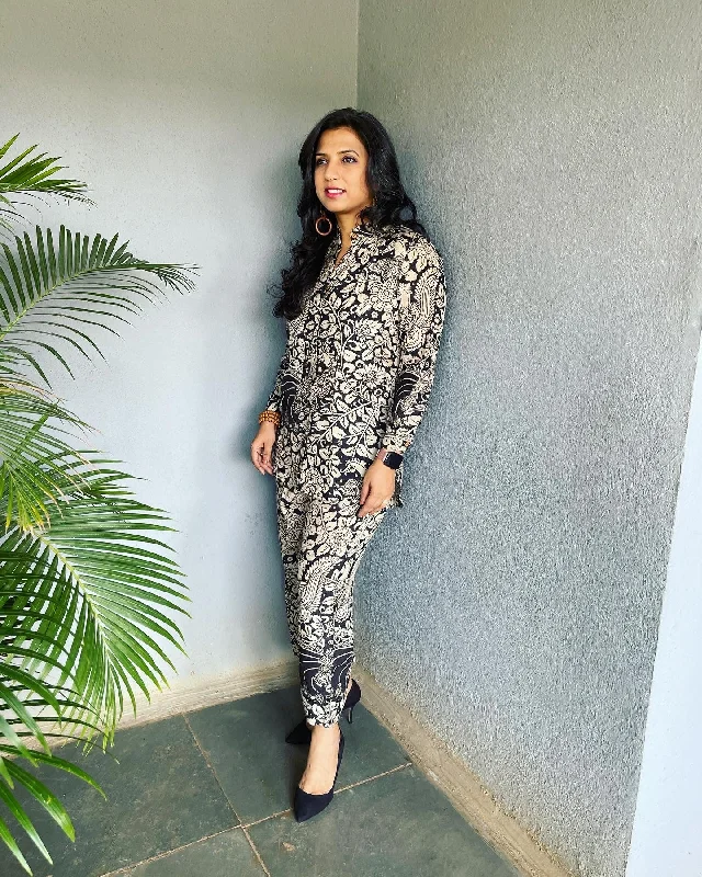 EE-V12410 Kalamkari Pantsuit Warm Wool Trousers