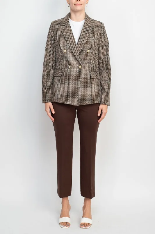 Nanette Lepore Formal Houndstooth Jacket Mid Waist Straight Pant Suit Warm Wool Trousers Nanette Lepore Formal Houndstooth Jacket Mid Waist Straight Pant Suit Warm Wool Trousers
