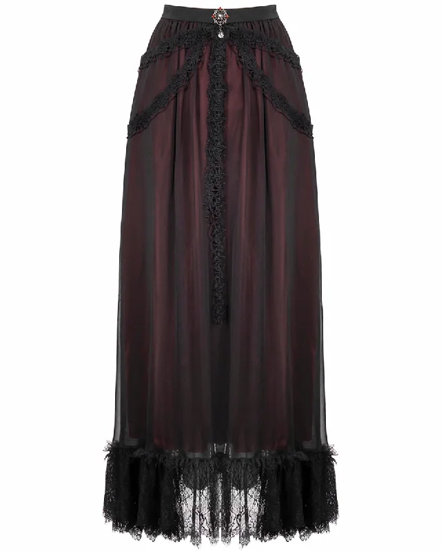 Devil Fashion Gothic Courtesan Layered Bustle Skirt - Red & Black leather skirt sleek