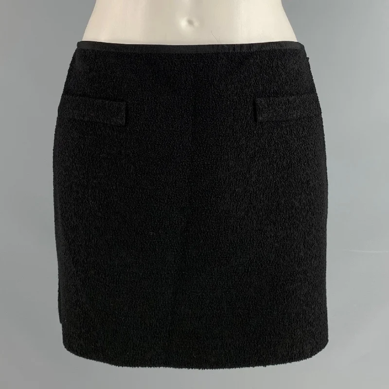 MIU MIU Size 2 Black Virgin Wool Blend Mini Skirt leather skirt durable
