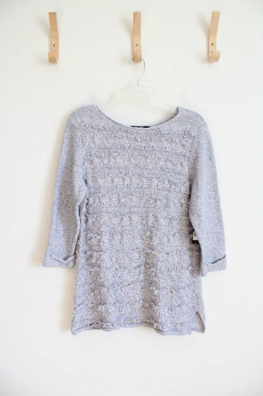 NEW Nic & Zoe Blue Light Stone Fringe Sweater | L Lace Blend Ribbed Blend Corduroy Blend NEW Nic & Zoe Blue Light Stone Fringe Sweater | L Lace Blend Ribbed Blend Corduroy Blend