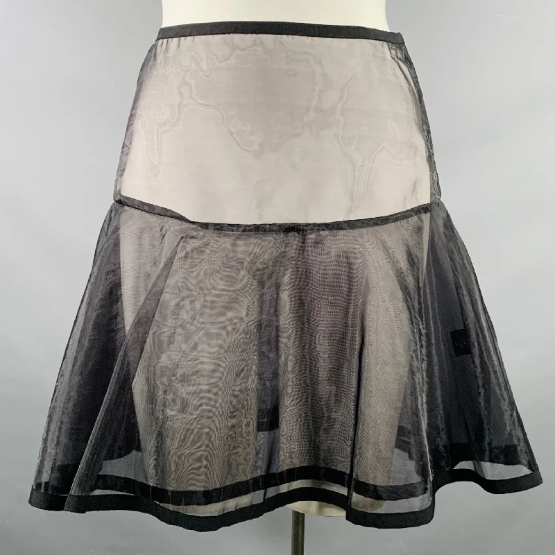 RALPH LAUREN Size 10 Black Nylon See Through Skirt silk skirt smooth
