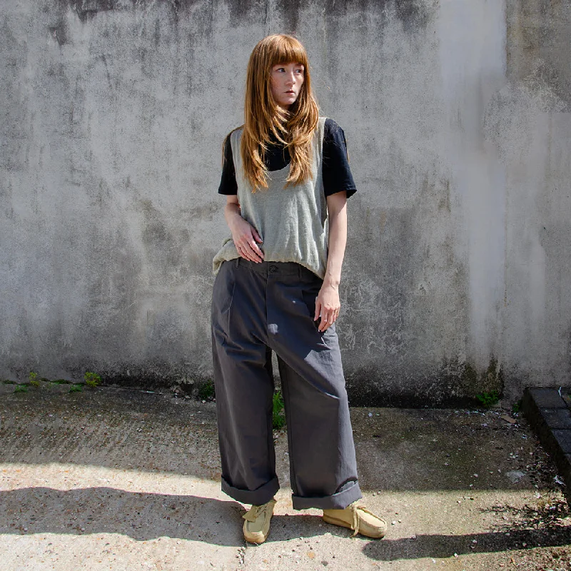 Vic + Bert Grey Cotton Pants Comfortable Cargo Pants