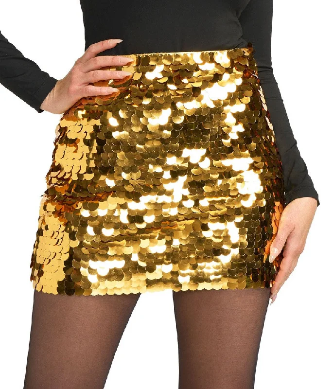 Gold Paillette Skirt denim skirt trendy