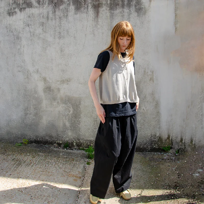Vic + Bert Black Drop Crotch Pants Sleek Black Pants