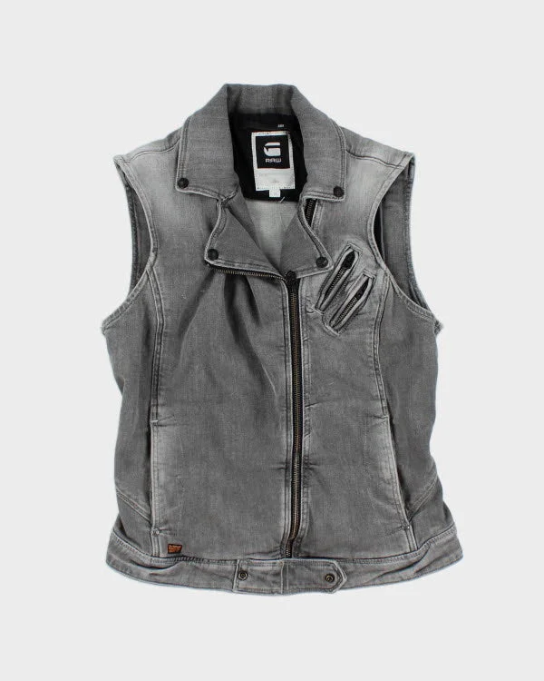 Vintage G-Star Raw Sleeveless Grey Denim Zip Jacket - M Satin Jacket Silk Jacket Chiffon Jacket Vintage G-Star Raw Sleeveless Grey Denim Zip Jacket - M Satin Jacket Silk Jacket Chiffon Jacket