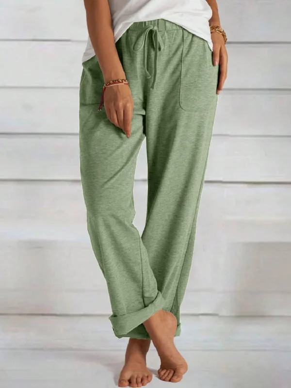 Hazel Blues® |  Tied Wide Leg Pants with Pockets Elegant High-Waist Pants