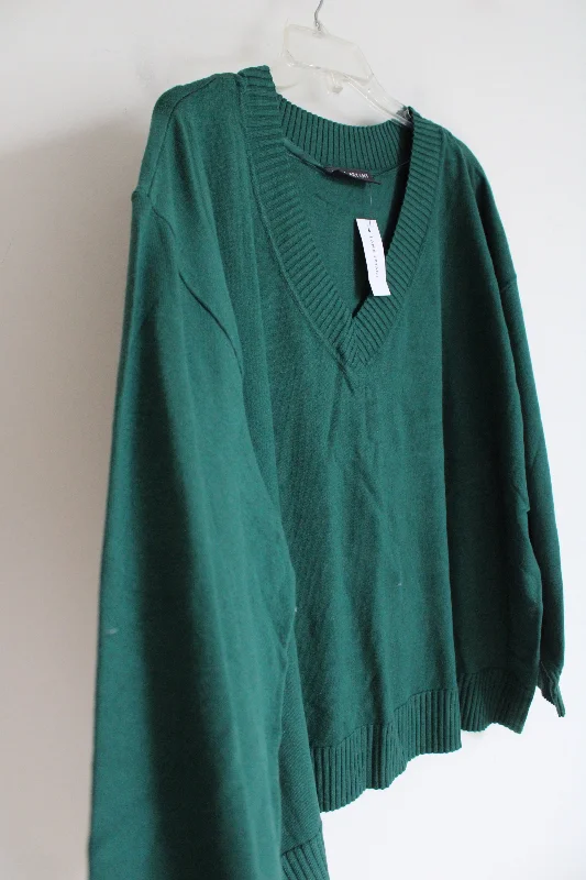 NEW Lane Bryant Evergreen V-Neck Knit Sweater | 26/28 Cashmere Blend Cotton Blend Poly Blend